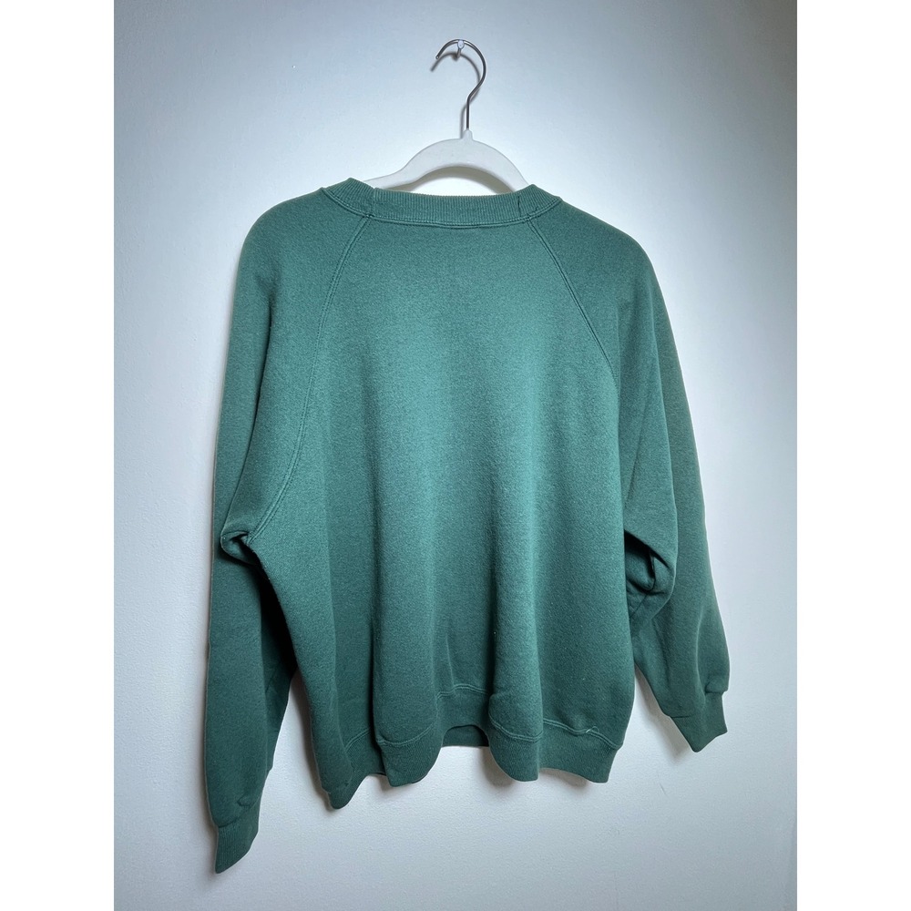 Vintage Hanes Her Way Green Crewneck Sweatshirt Raglan Sleeve Blank Pullover